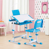 UNICOO® Kids Study Table and Chair Set, Height Adjustable Kids Art Desk, Ergonomic Study Desk for Kids, w/LED Lamp, Tilt Desktop, Pull Out Drawer - Kids Table and Chairs, Toddler Table and Chair Set UNICOO