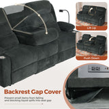 ABCASA 3 Seater Recliner Sofa, Manual Reclining Couch with Flip Middle Backrest, Phone Holder, Side Pocket, Drawer, Power Outlet, Reclining Sleeper for Living Room, Home Theater & RV (Textile - Gray) ABCASA