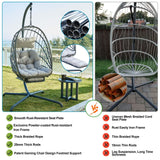 Hanging Egg Chair with Stand and Leg Rest – Rattan Wicker Swing Hammock Chair, UV-Resistant Cushion, Heavy-Duty Frame for Indoor & Outdoor Patio, Bedroom, Balcony, Garden – 330 lbs Capacity. Outlux