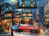 Springbok's Winter Wonderland Cafe 500 Piece Jigsaw Puzzle is a Picturesque Holiday Scene of a Cosy Cafe in The City Springbok