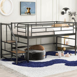 Merax Metal Low Loft Bed Frame with Full Length Guardrails, Easy Assemble Black Merax