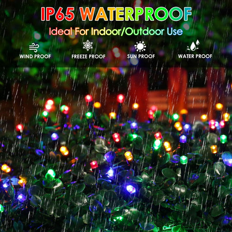 4pk Multi-Colored Solar Christmas Lights Outdoor Waterproof, 400 LED 132 FT Solar Powered LED String Lights Green Wire with 8 Modes, Solar Fairy Lights for Xmas Tree Party Wedding Garden Decorations EXF