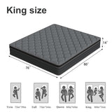 DAJIYUHC King Mattress, 14 Inch Hybrid Mattress in a Box, Memory Foam and Pocket Springs, Medium Plush Feel with Motion Isolating, CertiPUR-US Certified, Fiberglass Free -365-Night Trial DAJIYUHC