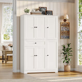 HOSTACK 68" Tall Kitchen Pantry Storage Cabinet, Modern Kitchen Hutch Cabinet with Doors and Shelves, Freestanding Food Pantry with Large Storage Drawer for Dining Room, Living Room, White HOSTACK