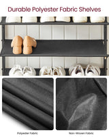 VASAGLE Shoe Rack, 5-Tier Shoe Storage Organizer for Entryway and Closet, Holds 12-16 Pairs of Shoes, 4 Fabric Shelves, Steel Frame, Industrial, Rustic Brown and Black ULBS036B01 VASAGLE