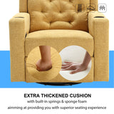 Comermax 330lbs Wide Seat Massage Swivel Rocker Recliners Oversized Yellow Manual Recliner Chairs with Cup Holders for Adults, Comfortable Reclining Rocking Glider Chair Comermax