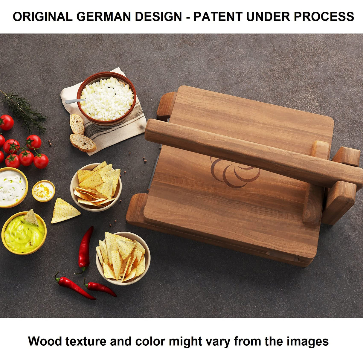 panan Wooden Tortilla Press Mexican Tortillera Presser Made from Natural Food-Grade Acacia Wood - Large Wood Pataconera with 50 Pieces Parchment Paper, Dough Cutter and Recipes eBook (Square 10") panan