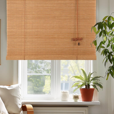 Outdoor Bamboo Roller Blinds Shades, Vertical Lifting and Breathable Waterproof Design, Sun Shade, Blackout and Ventilation, Easy Installation,35" W×72" H