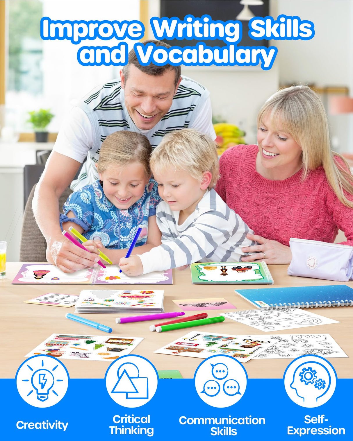 D-FantiX My Storybook Art Kit, Creative Writing & Drawing Activity Set for Boys & Girls, Hardcover Comic Book Making Kit with Stickers, DIY Arts and Crafts Supplies Gifts for Kids Ages 5, 6, 7, 8-12 D-FantiX