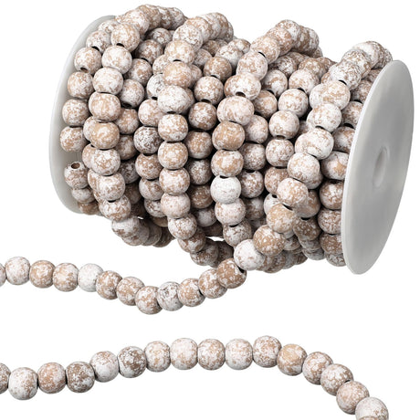 Libima 26 Feet Christmas Wooden Bead Garland Christmas Tree Decorations Rustic Farmhouse Bead Garland Bead Garland Boho Vintage Garland for Xmas Tree Holiday Decorations (Wood Color) Libima