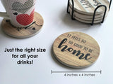 PANCHH Rustic Farmhouse Stone & Cork Coasters for Drinks, Absorbent - Set of 6 Coasters with Holder - Best Housewarming Gifts for New Home Ideas - Cute Kitchen and Coffee Table Décor & Accessories PANCHH COLLECTIONS