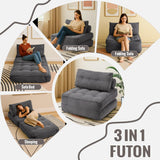 VIKAYAMICS Folding Sofa Bed Convertible Sleeper Chair 33" with Pillow Futon Boneless Couch with Back Support Small Couch for Living Room(Grey Single) VIKAYAMICS