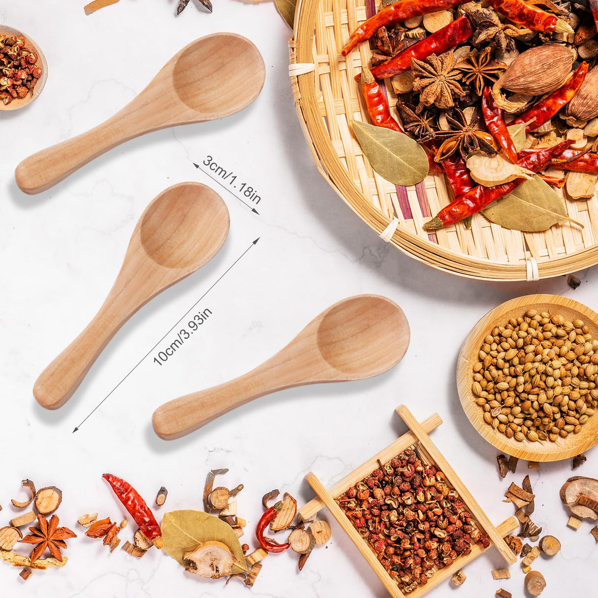 4pcs Handmade Small Wooden Spoons, 3.93x1.18 Inch Wooden Color Mini Condiment Spoons Tiny Spoons Wooden Serving Utensils Teaspoon for Eating Honey Spices Sauces Sugar Salt NQEUEPN