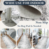 Lahome Abstract Grey Long Runners for Hallways, Washable 2.5x10 Non-Skid Low-Pile Rug Runners for Hallways Non-Slip 10 ft Modern Ombre Indoor Floor Runner for Kitchen Entryway Lahome