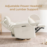 CHITA Power Recliner Chair, Electric Triple-Motor Swivel Glider Nursery Rocking Chair with Adjustable Power Headrest and Lumbar Support, GREENGARD Gold Certified, Solid Wood Base, Linen CHITA