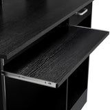 Yaheetech Home Office Wood Computer Desk with Drawers and Pull-Out Keyboard Tray, Study Writing Desk PC Laptop Table with Hutch and Storage Shelves, Modern Workstation, Black Yaheetech