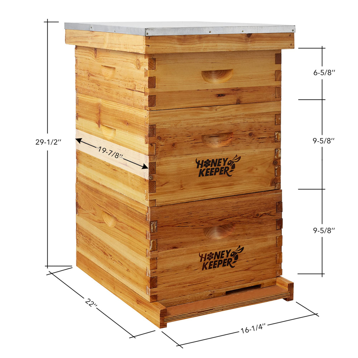 Honey Keeper Beehive 10 Frame Complete Box Kit Coated in 100% Beeswax (Waxed Boxes, 2 Deep and 1 Medium) with Wooden Frames and Waxed Foundations for Langstroth Beekeeping Honey Keeper