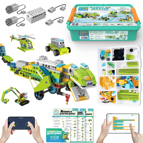 Coding Robot Kit for Kids Ages 6+, 200+ in 1 APP Control Dinosaur Robot Toy, Educational Scratch Program Robotic Kit with 47 Video Courses,Birthday Children's Day Gift for Boys Girls(600 Blocks) makerzoid