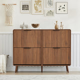 47" Fluted Large Shoe Cabinet with 4 Flip Drawers, Slim Freestanding Shoe Cabinet Organizer, Narrow Shoes Storage Rack for Entryway, 5 Sturdy Legs (All Walnut, 9.45" D x 47.24" W x 35.83" H) FurSch