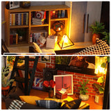 Foyucool DIY Miniature House Kit, Dollhouse Kit with Light, Mini House Building Kit for for Adult to Building, Christmas/Home Decorations/Gifts for Family and Friends, Loft Foyucool