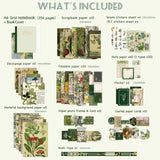 Scrapbooking Supplies Kit, Botanical Aesthetic Vintage Scrapbook Kit for Bullet Junk Journal A6 Grid Notebook Stationary Journaling Supplies Flower DIY Craft Birthday Gifts for Women Kid Teen Girl Aromoty