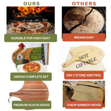 Pizza Stone for Oven and Grill Set - 5PCS Pizza Making Accessories Kit with 15 inch Stones, Peel, Cutter and Dough Tool - Large Rectangular Baking Oven Stones - Baking Stone for Bread Ritual Life