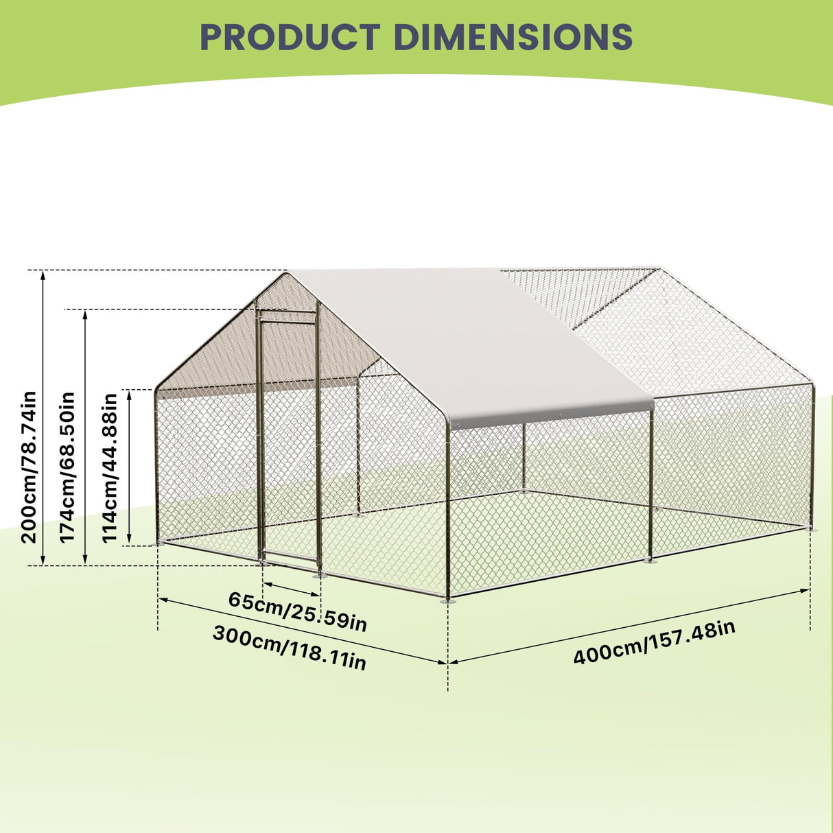 VerisShade Large Metal Chicken Coop, Walk-in Poultry Cage, Large Outdoor Chicken Coop with Waterproof Cover for Outdoor Yard Farm Use (9.8x13.1x6.6FT) VerisShade