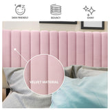 OLALITA Queen Size Bed Frame with Velvet Upholstered Headboard, Sturdy Platform Bed Frame Queen Size, No Box Spring Needed, Easy Assembly (Pink, Queen) OLALITA