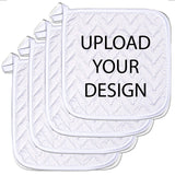 COLORCOMMALL Personalized Custom Pot Holder – 4 Pack 8X8 Inch Kitchen Oven Hot Pads Potholder Coaster Heat Resistant Cooking Baking with Hanging Loop Customized Photo Design Text Picture Gift COLORCOMMALL