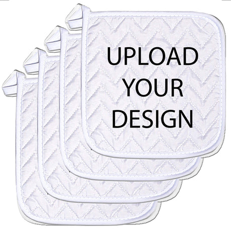 COLORCOMMALL Personalized Custom Pot Holder – 4 Pack 8X8 Inch Kitchen Oven Hot Pads Potholder Coaster Heat Resistant Cooking Baking with Hanging Loop Customized Photo Design Text Picture Gift COLORCOMMALL