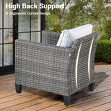 ovios Patio Furniture Set, 5 Pieces Outdoor Wicker Rattan Sofa Couch with Chairs, Ottomans and Comfy Cushions, All Weather High Back Conversation Set Garden Backyard, Grey ovios