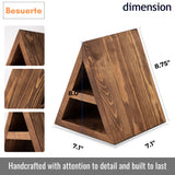 Besuerte Triangle Book Page Holder, Wooden Rest Stand, Assembly-Free Gifts for Lovers, Reading Valet, Bookstand for Bedroom, Living Room, Nook, Light Brown Besuerte