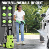 Electric Pressure Washer - GUIFIN Portable Power Washer with Soap-Adjustable Tank, Steel Spray Wand, 4 Pressure Tips, 6.6 FT Inlet & 23 FT Outlet Hose, 3800PSI & 2.4GPM, for Patio/Car/Driveway/Fence GUIFIN
