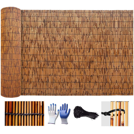 Bamboo Balcony Patio Screen Bamboo Outdoor Privacy Screen Natural Reedhead Rolls 1 2 3 4 5 6ft High Bamboo Wall Covering for Garden Balcony Ceiling Backyard Divider Decorative Easy to Install Uveteniy