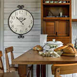 JUMBO DECOR 24 Inch Large Farmhouse Wall Clock, Wrought Iron Frame with Warm Gray Finish, Silent Battery Operated Wall Clock for Living Room Kitchen Bedroom JUMBO DECOR