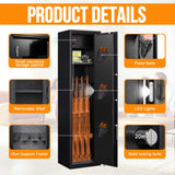 8-12 Fingerprint Gun Safe for Rifles and Pistols,Gun Safes for Rifle and Password Lock, No Assembly Required Quick Access Biometric Gun Cabinet,Dual Alarm & Mute Mode Switching HEANVO