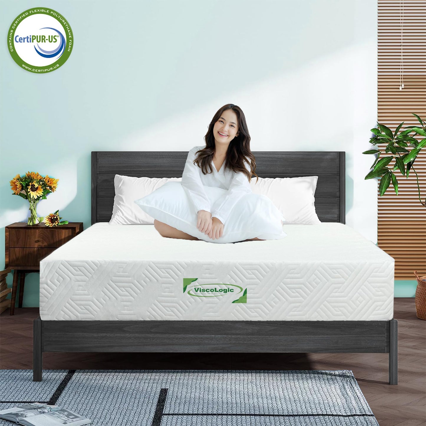 Viscologic 6 Inch Twin Mattress Gel Infused Cool Sleep & Pressure Relief, Medium Firm Mattress CertiPUR-US Certified, Bed in a Box High Density Supportive Reversible Removable Zippered Cover