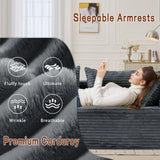 Korser 108" Sectional Couches for Living Room, Modular Sectional Sofa with L-Shape Chaise, Cloud Couch, Comfy Corduroy Fluffy Couch with Deep Seat and Side Pockets, No Assembly Required Korser