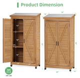 58''x30''x18'' Outdoor Wooden Storage Shed with Metal Top Tall Vertical Tool Cabinet for Backyard Garden Patio Lawn (Gold) Mederlo
