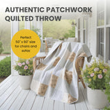 SLPR Cotton Quilted Throw Blanket, 50" x 60" Floral Farmhouse Patchwork Quilt, Shabby Chic Patchwork Throw Lap Quilt for Couch, Country Lane SLPR