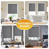 Blackout Roller Shades for Windows, Cordless Free-Stop Blinds with Thermal Insulated,UV Protection Fabric. Pull Down Room Darkening Door Blinds for Home, Office Easy to Install(23" W x 72" H,Grey) BWEROCIQ