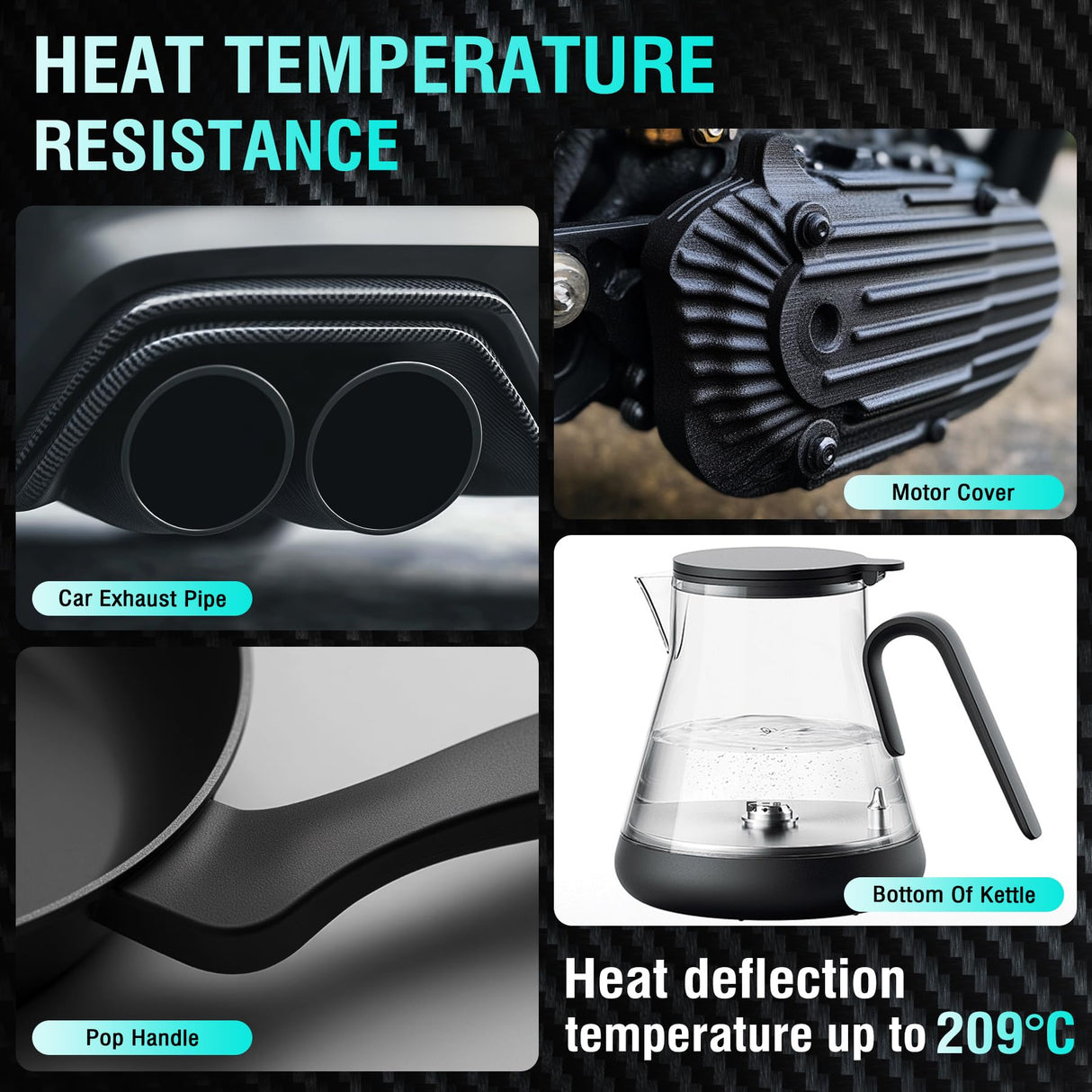 SUNLU 1KG PA6-CF 3D Filament 1.75mm, Heat Deflection Temperature up to 209°C, Made of 80% PA Nylon and 20% Carbon Fibers, Stiff & Strong & Heat Resistant, for Industrial Parts, Frosted Texture, Black SUNLU