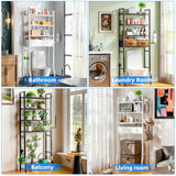 Simple Trending 4 Tier Over The Toilet Storage with Drawers, Heavy Duty Bathroom Stand Organizer Metal Shelves for Laundry, White Simple Trending