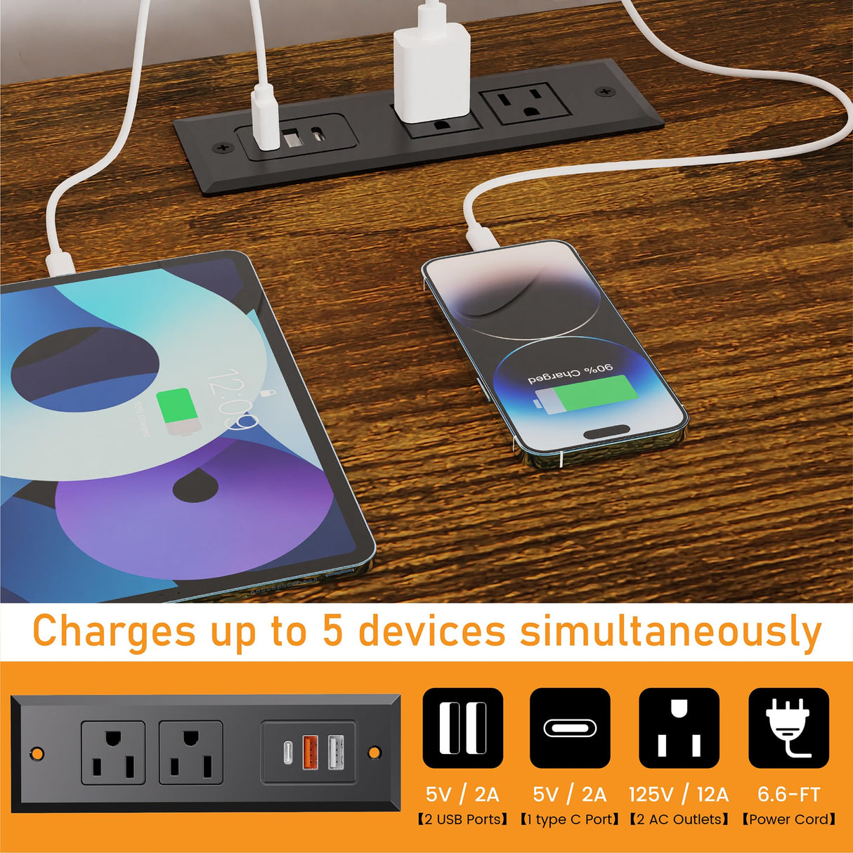 eiskah Dresser for Bedroom, 6 Drawers Led Dresser TV Stand with Power Outlets and LED Lights, Long Fabric Dressers Wide Chest of Drawers with Large Organizer Shoe Rack for Living Room, Entryway eiskah