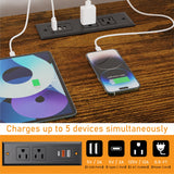 eiskah Dresser for Bedroom, 6 Drawers Led Dresser TV Stand with Power Outlets and LED Lights, Long Fabric Dressers Wide Chest of Drawers with Large Organizer Shoe Rack for Living Room, Entryway eiskah