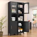 SteeLoong 75" Tall Bathroom Storage Cabinets，Black Narrow Bathroom Cabinet Freestanding with 2 Doors and Adjustable Shelves，Metal Narrow Pantry Cabinet for Kitchen,Living Room, Entryway SteeLoong