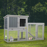 COZIWOW Assembled 54Inch Wooden Large Rabbit Hutch Indoor with Run Durable 2 Story Small Animal House Habitat, Pet Bunny Cage Outdoor with Cleaning Tray, for Bunny Chick Duck Hamster (Grey) COZIWOW