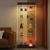 5-Shelf Glass Display Cabinet with Lights Strip & Lock Door,Curio Cabinets Collectibles Display Case,Tempered Glass Freestanding Bookshelf for Living Room Bedroom Office, 76 x 30.9 x 13.5 in,Black TehRecBT