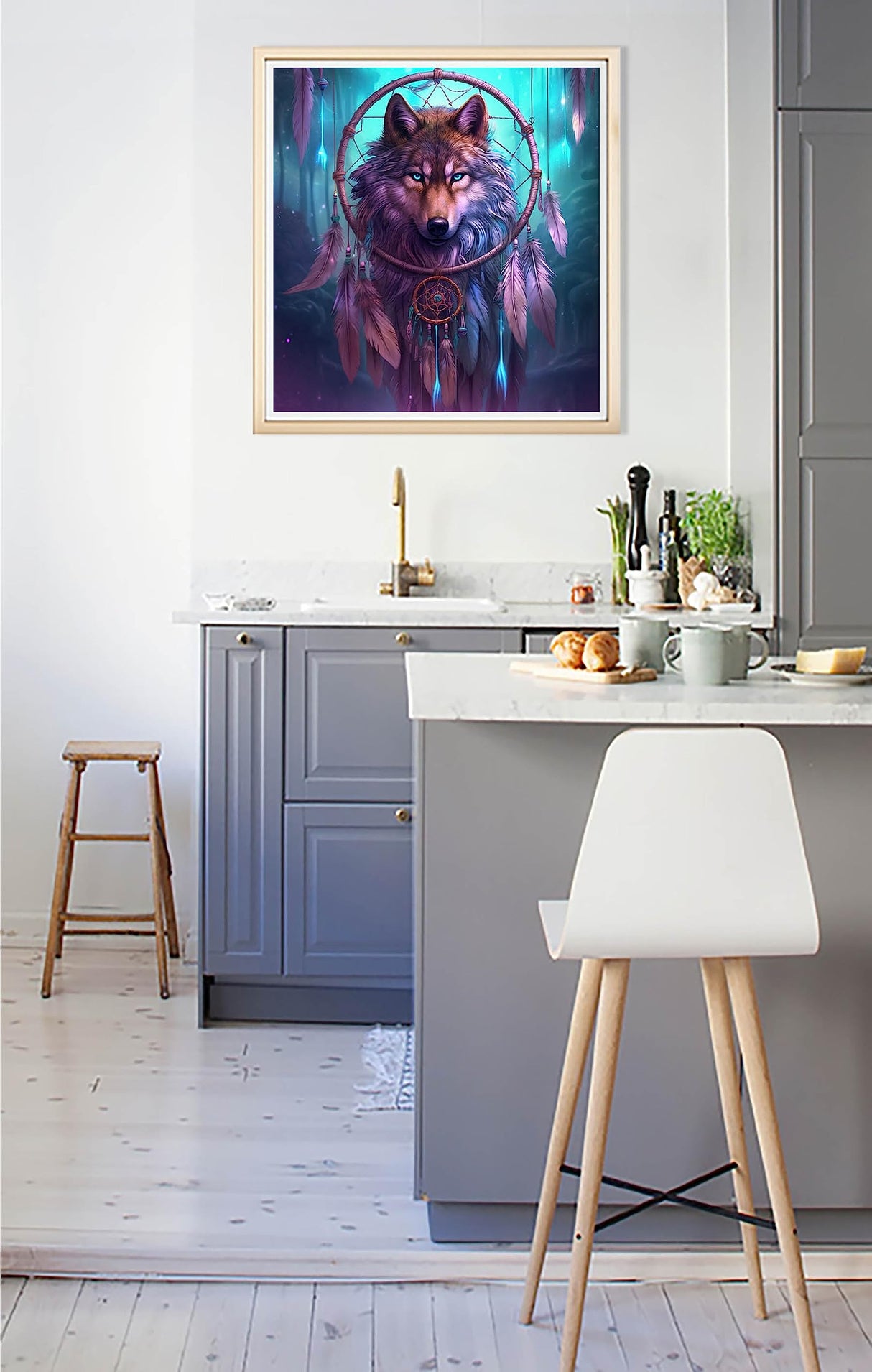 Diymood Paint by Numbers for Adults Wolf, DIY Oil Painting Dreamcatcher Acrylic Paint by Number Kits for Kids Adults Beginner for Home Wall Decor 20x20 inch Diymood