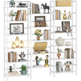 Homykic 6ft Tall Triple Wide Bamboo Bookshelf with 17 Open Shelves - Stylish Storage Solution for Home and Office Homykic